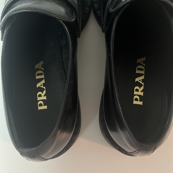 PRADA Spazzolato Logo Platform Leather Loafers size 38 - Picture 3 of 5